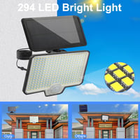 Lampă solară de exterior Yosoo Health Gear cu 294 LED-uri și senzor de mișcare, lampă de perete impermeabilă IP65 cu baterie de 1800 mAh, 4 moduri de operare, cablu de 5 m, iluminare la 120° 2