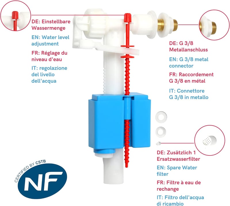 YOSSEE Univerzális WC Úszó Öblítőmechanizmus EU Gyártás Szűrővel