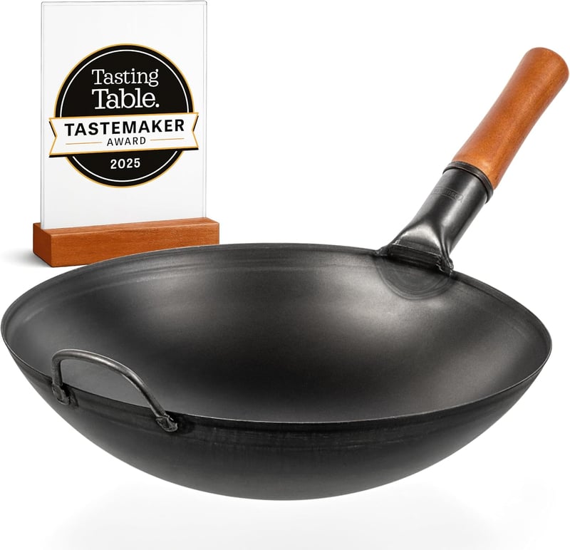 YOSUKATA 36 cm-es szénacél wok serpenyő gázfőzőhöz