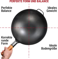 YOSUKATA 36 cm-es szénacél wok serpenyő gázfőzőhöz 2
