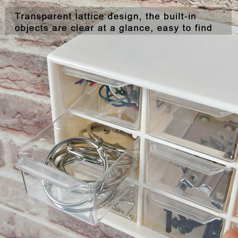 YOTINO 9 fiókos szerszám és csavar tárolódoboz fehér