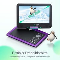 YOTON 12,5-palcový prenosný DVD prehrávač s 10,5-palcovým otočným LCD displejom, držiakom do auta, 4-6 hodinovou výdržou batérie, Multi Region, pre deti 2