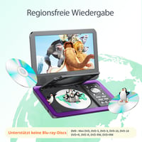 YOTON 12,5-palcový prenosný DVD prehrávač s 10,5-palcovým otočným LCD displejom, držiakom do auta, 4-6 hodinovou výdržou batérie, Multi Region, pre deti 3