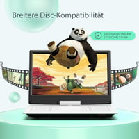 YOTON 16,9-palcový prenosný DVD prehrávač so 14,1-palcovým otočným HD displejom, 4-6 hodinovou výdržou batérie, USB/SD, biely 7