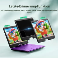 Prenosný DVD prehrávač Yoton s 17,5-palcovou uhlopriečkou, 15,6-palcovým otočným HD displejom, fialový, vhodný do auta a pre deti, USB/SD/AV, 4 – 6-hodinová výdrž batérie 4