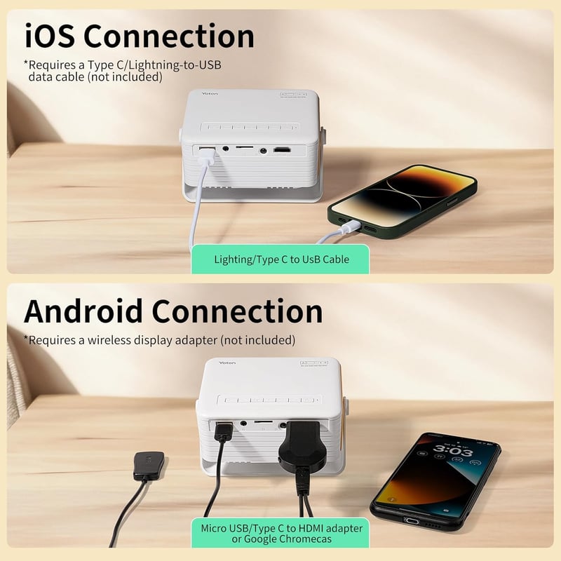 YOTON Y3 1080P Full HD hordozható mini projektor okostelefonhoz és tablethez