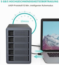 Yottamaster 5 részes RAID merevlemez ház, alumínium, USB 3.0, 3,5"/2,5" HDD/SSD 7
