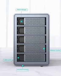 Yottamaster 5 részes RAID merevlemez ház, alumínium, USB 3.0, 3,5"/2,5" HDD/SSD 4