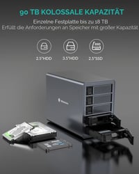 Yottamaster 5 részes RAID merevlemez ház, alumínium, USB 3.0, 3,5"/2,5" HDD/SSD 3