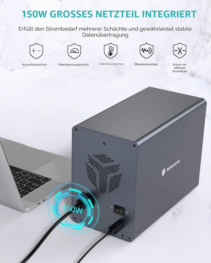 Yottamaster 5 részes RAID merevlemez ház, alumínium, USB 3.0, 3,5"/2,5" HDD/SSD