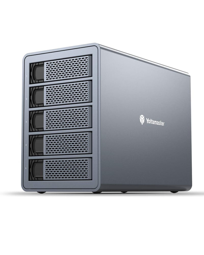 Carcasă HDD RAID Yottamaster FS5RU3 cu 5 sertare, aluminiu, USB 3.0, 3,5"/2,5"