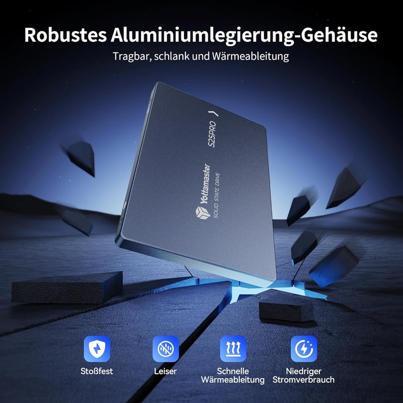 Yottamaster S25PRO 512GB SATA SSD 2.5" Aluminium Belső Merevlemez Laptophoz és PC-hez