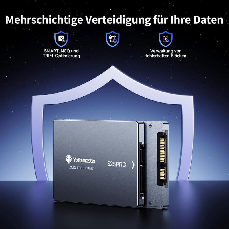 Yottamaster S25PRO 512GB SATA SSD 2.5" Aluminium Belső Merevlemez Laptophoz és PC-hez