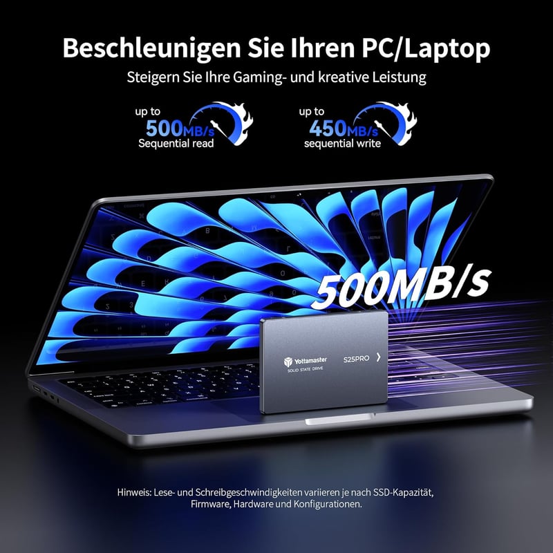 Yottamaster S25PRO 512GB SATA SSD 2.5" Aluminium Belső Merevlemez Laptophoz és PC-hez