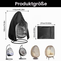 yotutun Ochranný kryt na závesné kreslo 190x115 cm, nepremokavý kryt na vajíčko z 210D Oxford tkaniny odolný voči UV žiareniu, so zipsom a sťahovacou šnúrkou, na záhradnú terasu a hojdačku 6