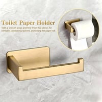 youbeautify Rozsdamentes Wc Papír Tartó Öntapadós Arany Fürdőszoba Akasztóval - Gold 5