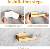 youbeautify Rozsdamentes Wc Papír Tartó Öntapadós Arany Fürdőszoba Akasztóval - Gold 4