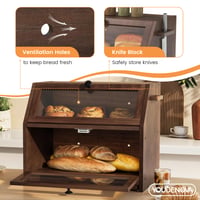 YOUDENOVA Eco chlebník s krájacou doskou, kuchynský box na uskladnenie, 39x26x32,5 cm, hnedý 8