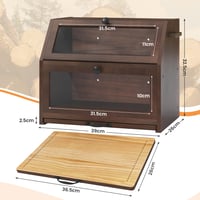 YOUDENOVA Eco chlebník s krájacou doskou, kuchynský box na uskladnenie, 39x26x32,5 cm, hnedý 5
