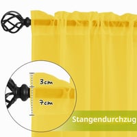Youleyar 2 ks priehľadné voálové závesy s tunelčekom na tyč do obývačky a spálne 140x175 cm žlté 3