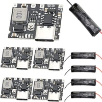 Youmile 18650 Li-ion Töltőmodul 5db + Elemtartó Doboz, 3.7V-5V/9V Boost Konverter 1
