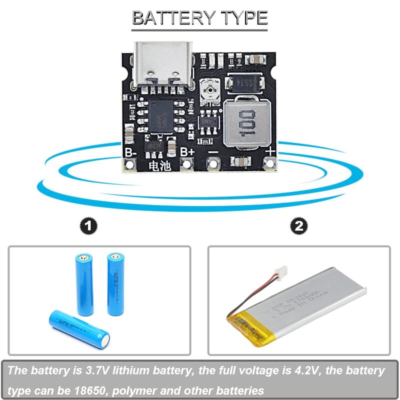 Youmile 18650 Li-ion Töltőmodul 5db + Elemtartó Doboz, 3.7V-5V/9V Boost Konverter