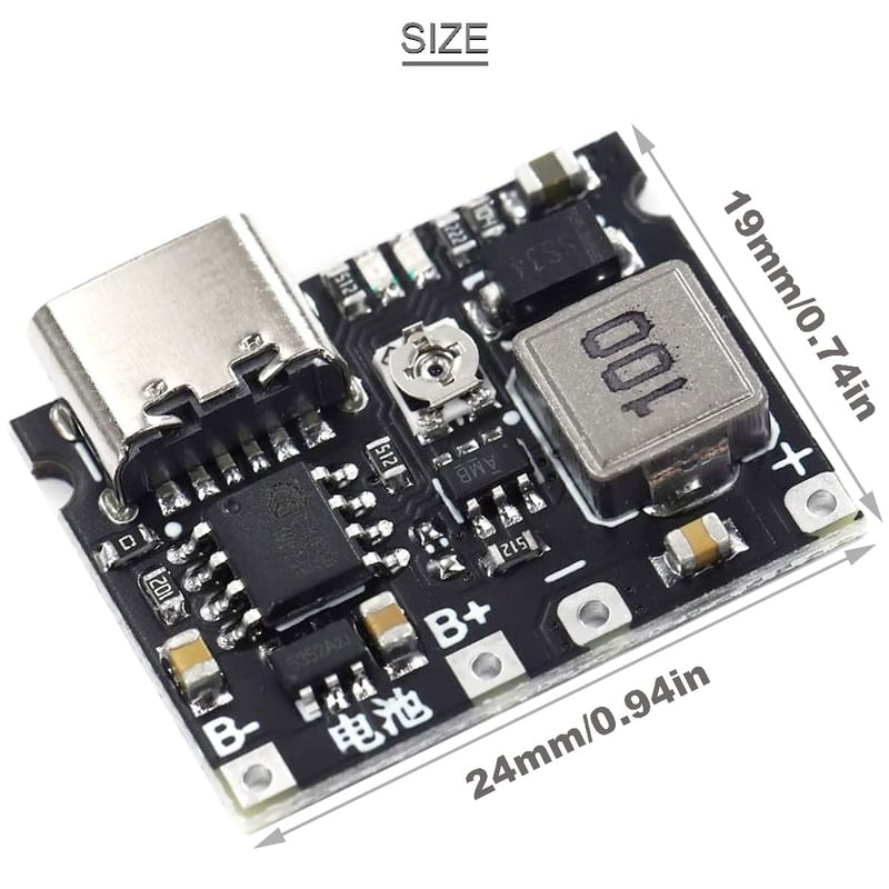 Youmile 18650 Li-ion Töltőmodul 5db + Elemtartó Doboz, 3.7V-5V/9V Boost Konverter
