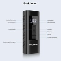 YOUNGDO 150 PSI elektromos kerékpáros pumpa 6000 mAh akkumulátorral 6
