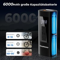 YOUNGDO 150 PSI elektromos kerékpáros pumpa 6000 mAh akkumulátorral 9