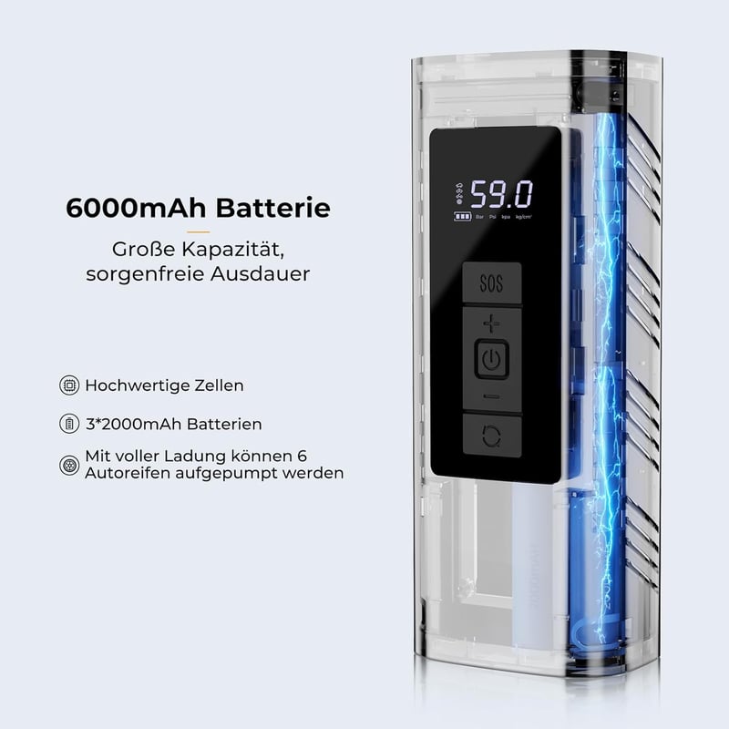YOUNGDO 150 PSI elektromos kerékpáros pumpa 6000 mAh akkumulátorral