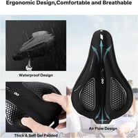 YOUNGDO ergonomikus gel nyeregvédő, puha párnázott kerékpár nyereg borítás esővédelemmel - Schmal, Black 3