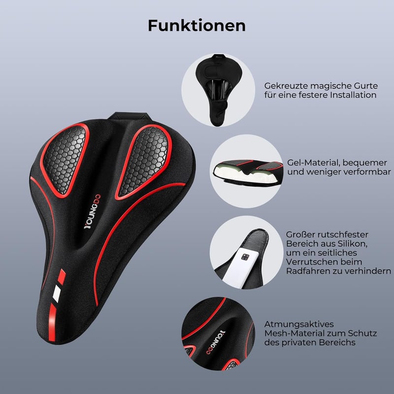 YOUNGDO Ergonomikus Kerékpár Nyereghuzat Gél Párnázással - Kék, Vízálló, Memory Foam, Unisex, Kényelmes Bicikli Ülésvédő