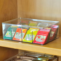 Organizator Youngever din plastic rigid pentru plicuri de ceai cu capac, cutie cu 8 compartimente pentru depozitarea plicurilor de ceai, recipient alimentar reutilizabil 3