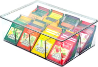 Organizator Youngever din plastic rigid pentru plicuri de ceai cu capac, cutie cu 8 compartimente pentru depozitarea plicurilor de ceai, recipient alimentar reutilizabil 1