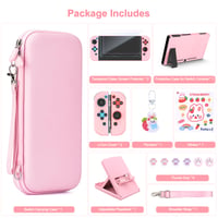 Younik Nintendo Switch Kiegészítő Csomag 17 az 1-ben Lányoknak - Hordtáska 9 játékkártya-tartóval, Állvány, Védőtok, Rózsaszín 4