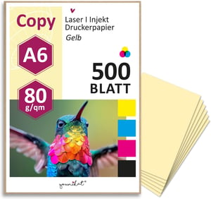 younikat univerzalni papir za pisač 80 g/m² - žuti - A6, 500 listova