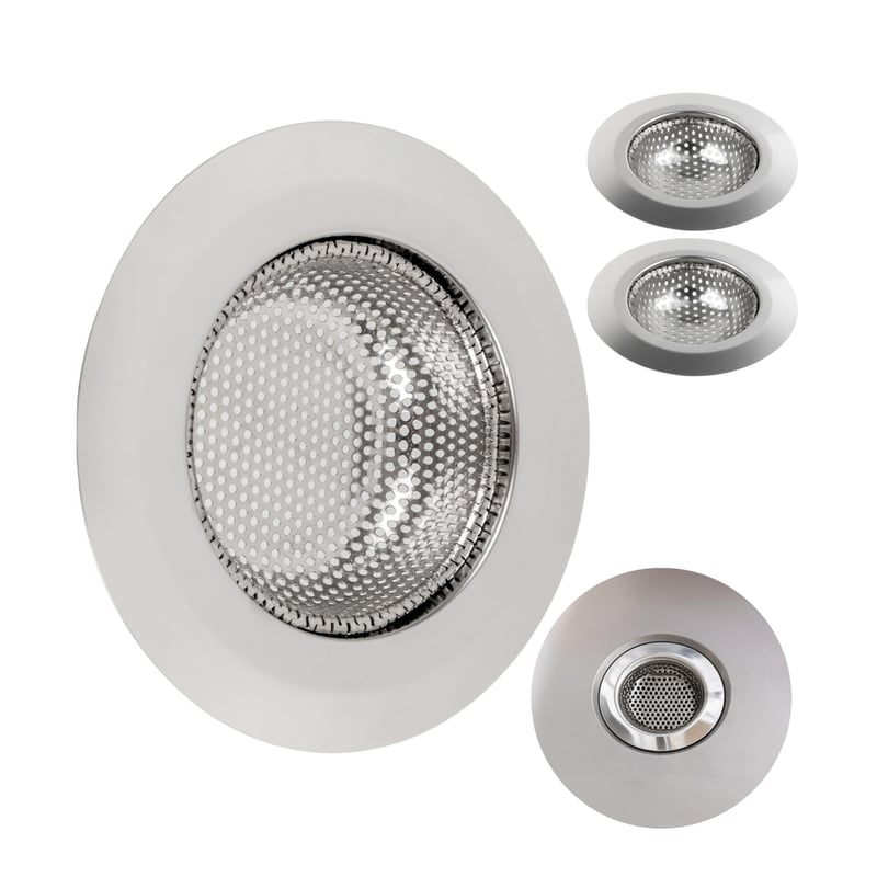 Your Day Mate Nerezové sitko do drezu, 3 ks – vonkajší priemer 70 mm, vnútorný priemer 44 mm, hĺbka 18 mm – kuchynský drez, sprcha, vaňa, sitko na zachytávanie vlasov