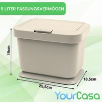 YourCasa 5L Szagtalan Komposztáló Edény Krém Színben Nyomógombbal 5