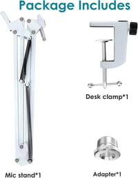 YOUSHARES fehér mikrofon boom kar állvány forgatható asztali tartó 3/8-5/8 adapterrel FIFINE AM8 XLR USB mikrofonhoz 5