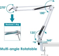YOUSHARES fehér mikrofon boom kar állvány forgatható asztali tartó 3/8-5/8 adapterrel FIFINE AM8 XLR USB mikrofonhoz 3
