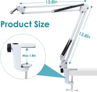 YOUSHARES fehér mikrofon boom kar állvány forgatható asztali tartó 3/8-5/8 adapterrel FIFINE AM8 XLR USB mikrofonhoz 4