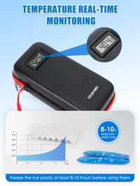 YOUSHARES Inzulin Hűtőtáska Hőmérséklet Kijelzővel, GLP-1 Diabetikus Gyógyszer Hűtőtáska Mounjaro-hoz, 2 TSA Jégakkuval, Utazáshoz - Fekete 2