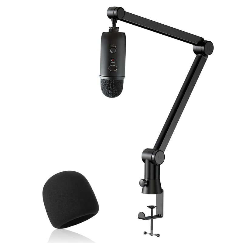 YOUSHARES Rameno pre mikrofóny Blue Yeti a Yeti X – so skrytým vedením káblov, pop filtrom a penovým krytom mikrofónu, stojan na podcasting a streamovanie