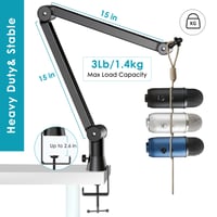 YOUSHARES Rameno pre mikrofóny Blue Yeti a Yeti X – so skrytým vedením káblov, pop filtrom a penovým krytom mikrofónu, stojan na podcasting a streamovanie 6