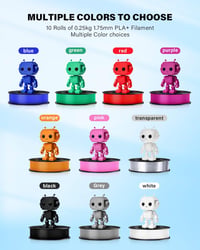Yousu PLA Plus filament 1,75 mm 3D tlačová struna, balenie 250 g x 10 kotúčov, čierna, biela, sivá, červená, modrá, zelená, oranžová, ružová, fialová, transparentná 2
