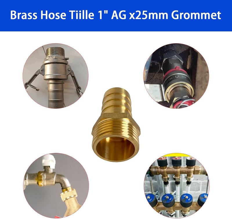 YOUZMY set 2 bucăți niplu din alamă pentru furtun de 1 inch, adaptor cu filet exterior de 1 țol (25 mm), conector cu șurub pentru furtun