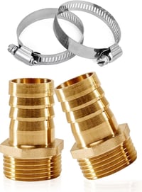 YOUZMY set 2 bucăți niplu din alamă pentru furtun de 1 inch, adaptor cu filet exterior de 1 țol (25 mm), conector cu șurub pentru furtun 6