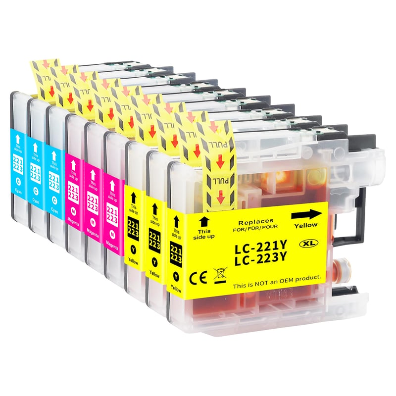 Yowell 9 ks kompatibilná atramentová kazeta LC223XL pre Brother LC223 XL azúrová purpurová žltá MFC-J5320DW MFC-J4420DW DCP-J562DW MFC-J480DW MFC-J880DW DC