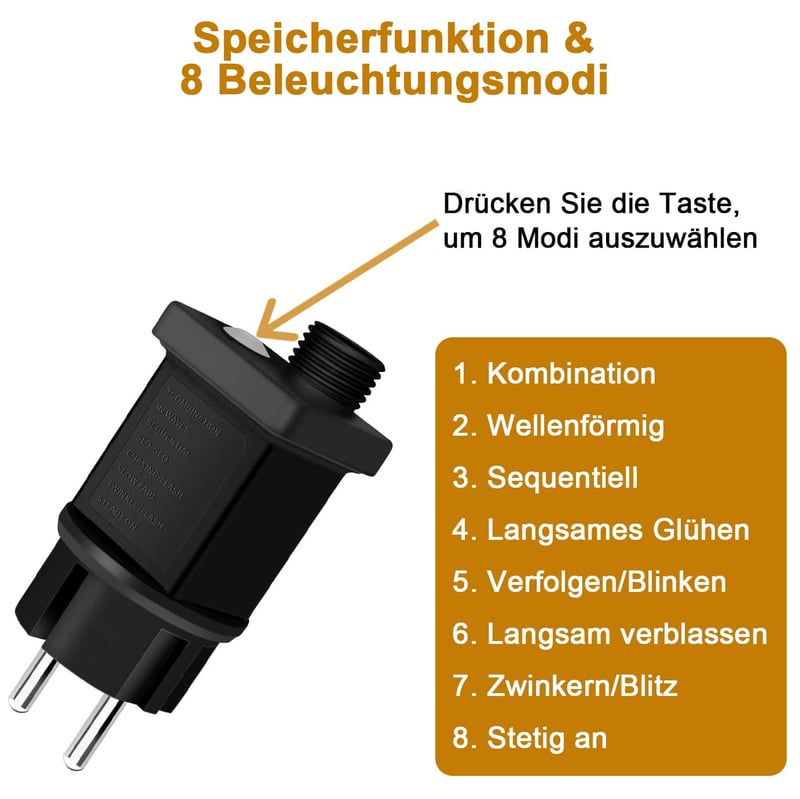 yowin 24V EU Adapter Fényfüzérekhez - 9 Világítási Mód, Időzítő, Memória Funkcióval, IP44 Vízálló Transzformátor Karácsonyi Fényekhez, Jégcs
