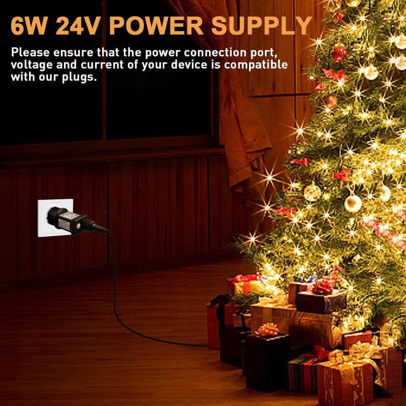 yowin 24V EU Adapter Fényfüzérekhez - 9 Világítási Mód, Időzítő, Memória Funkcióval, IP44 Vízálló Transzformátor Karácsonyi Fényekhez, Jégcs